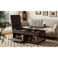 thumbnail image 3 of Lift-Top Coffee Table with Hidden Storage and Open Shelf - Antique Brown, 3 of 10