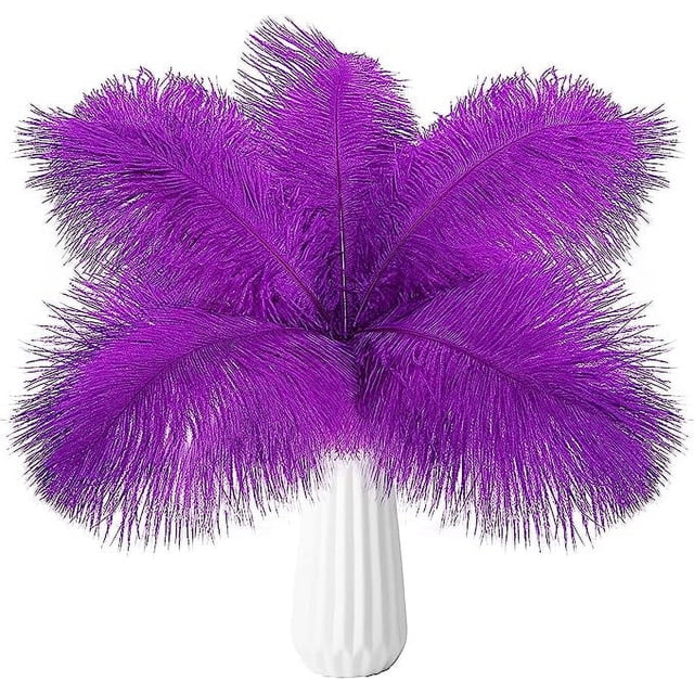Nvzi 24 piezas de plumas de avestruz moradas naturales a granel de 10 a 12 pulgadas, 25 a 30 cm, para centros de mesa de bodas, fiestas, Pascuas, Gatsby y decoración del hogar, plumas de avestruz