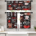 thumbnail image 1 of Kitchen Curtains Coffee Window Curtains and Valances Set 36 Inch, Black Red Cute Short Tier Curtain for Kitchen, Brown White Cartoon Doodle Small Kitchen Decor, 1 of 5