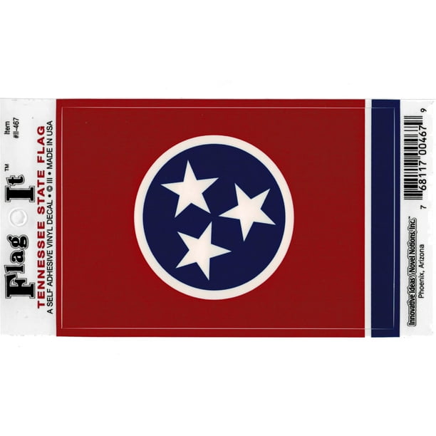 Tennessee State Flag Car Decal Sticker [Pack of 2 Red/White/Blue 3.