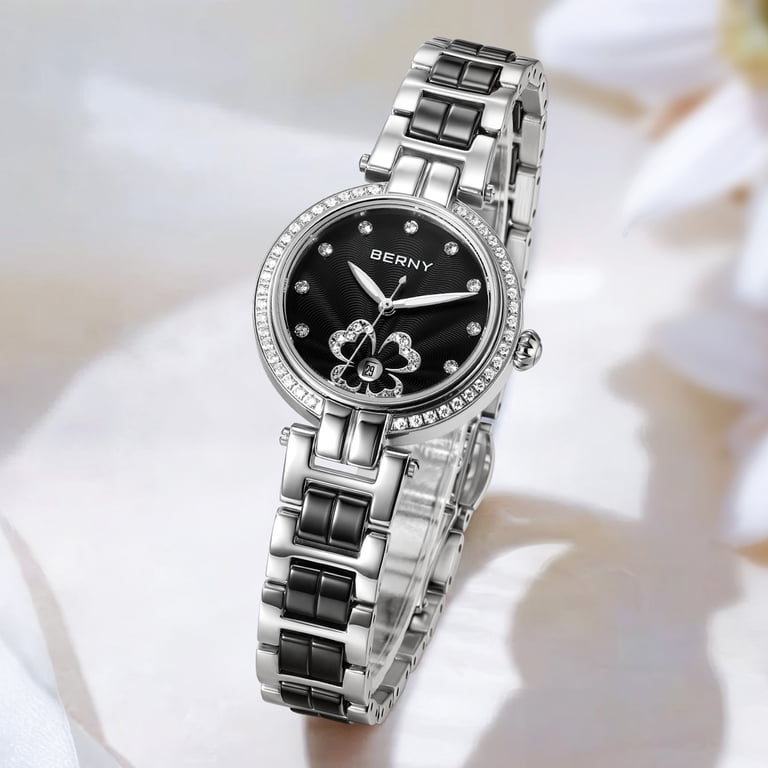 Ceramic Band Waterproof Dress Watch Analog Quartz Luxury Comfortable Wrist BUREI Men main image 4