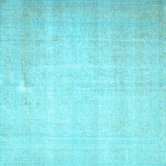 Ahgly Company Indoor Square Persian Light Blue Traditional Area Rugs, 4' Square