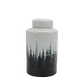 thumbnail image 1 of Benzara BM190671 Decorative Lidded Jar with Two Toned Pattern - Black & White, 1 of 1