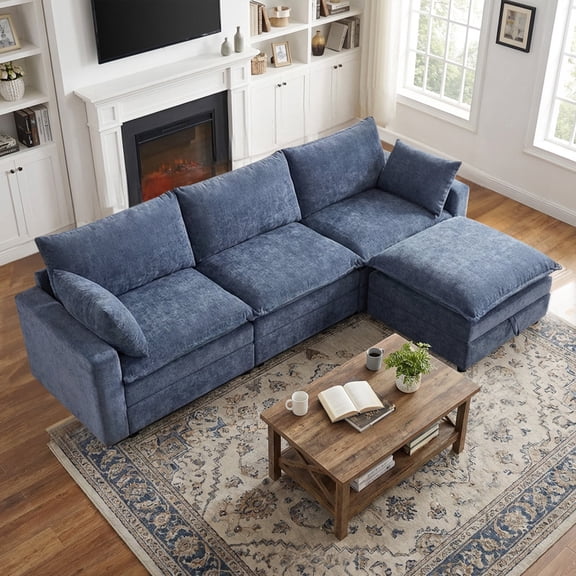 Bonzy Home Modular Sectional Sofa, L‑Shaped Couch, Ultra‑Comfort Seating – Configurable for Living Room & Family Room Royal Blue