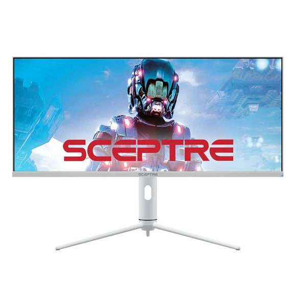 Sceptre IPS 34" White UltraWide Monitor 3440 x 1440p HDR400 1ms up to 144Hz 95% DCI-P3 PIP PBP DisplayPort HDMI USB-C Height Adjustable (E345B-QUN168W)