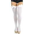 thumbnail image 5 of ToBeInStyle Women's Nylon Over the Knee w/ Ruffle Bow - White - One Size, 5 of 5