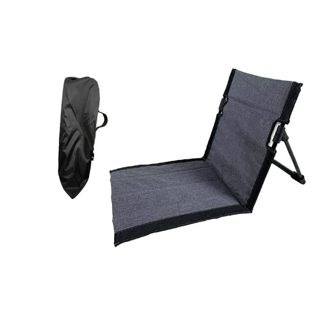 Silla de suelo con respaldo, plegable, con almohadilla para bronceado y bolsa de almacenamiento Gris 39cmx40cmx38cm