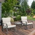 thumbnail image 7 of VENTOPYR 3 Piece Rocking Chair Bistro Set, Patio Outdoor Furniture w Cushions, Glass-Top Table, 7 of 7