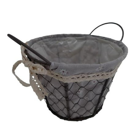 Cheung's FP-3364M Round Lined Wire Decorative Basket with 2 Ears
