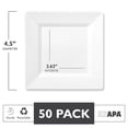 thumbnail image 2 of Ilyapa 50 White Square Disposable Plates - 4.5"Inch, Plastic Disposable Mini Square White Plates, for Appetizers, Dessert, & Tasting, 2 of 5