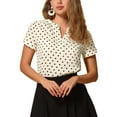 thumbnail image 4 of INSPIRE CHIC Valentine's Day Women's Dots Printed Blouse V Neck Short Sleeve Wear-to-Work Top S Apricot, 4 of 6