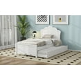 thumbnail image 5 of Bed Frame Twin Size Wood Platform Bed with Headboard and Twin Size Trundle, White, 5 of 8