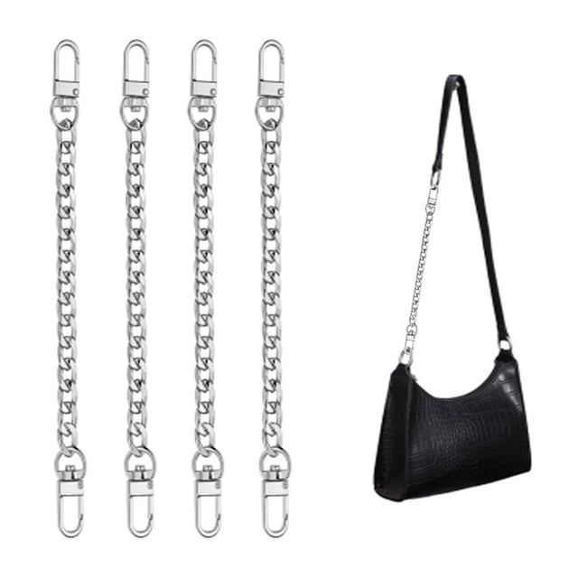 4 piezas correa de cadena de monedero 7,9 pulgadas DIY correa de cadena plana correa de bolso extensor asa bolsa accesorios dijes decoración para mone Plata Macarena Correa de cadena de monedero