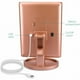 thumbnail image 4 of Espejo con luz LED de 3 lados para colocar Espejo de maquillaje tríptico plegable en soporte con batería con efecto de aumento 2x3 o USB Oro rosa, 4 of 5