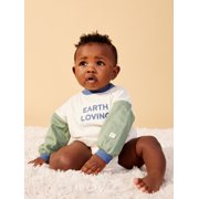 Little Star 100% Organic Cotton 2-Pack Baby Boy Sweatshirt Rompers