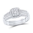 thumbnail image 1 of Bague de Fiançailles de Mariage en Grappe de 3 Pcs en Or Blanc 10kt pour Femmes avec Diamant Rond 1/2 Cttw, 1 of 1