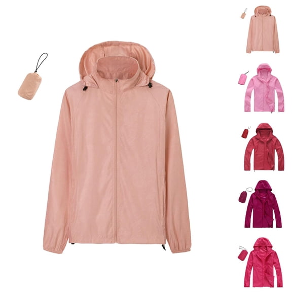 Rain Jacket for Women Lightweight Windproof Waterproof Quick Dry Hooded Zip Up Rain Coat Windbreaker Outerwear