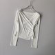 thumbnail image 2 of Traje de Yoga de manga larga con cuello en V, camiseta para adelgazar y correr, traje de entrenamiento físico como Base desgaste externamente, ropa de mujer, 2 of 6