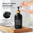 thumbnail image 3 of Matte Black Bathroom Accessories Set, 5 Pcs Glass Bathroom Accessory Set with Bamboo Tray, Soap Dispenser and Toothbrush Holder Set, Qtip Holder Set, Farmhouse Boho Bathroom Set Complete, 3 of 4