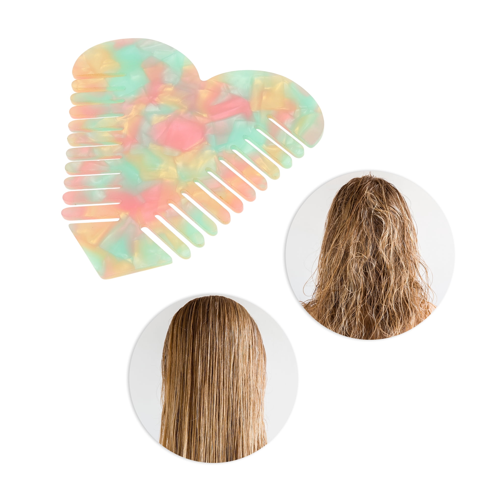 Unique Bargains 1 Pc Heart Shaped Hair Comb for Effortless Hair Care Styling Green