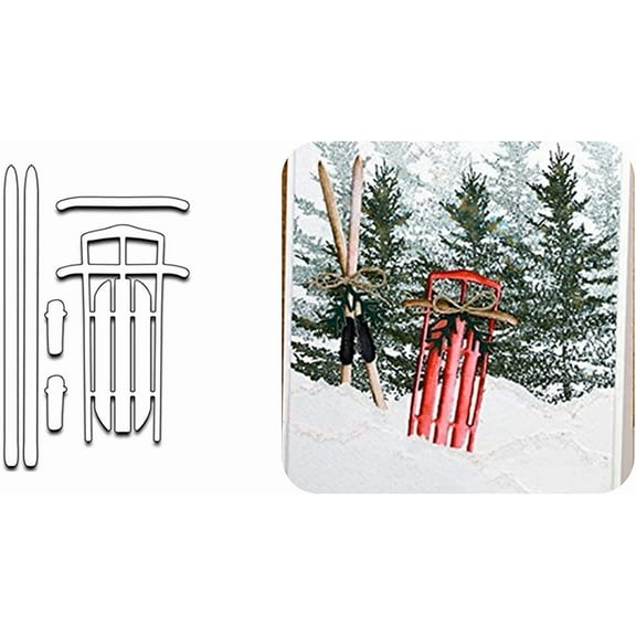 1 Pcs Sled Cutting Dies, Christmas Sled Metal Die Cuts,DIY Scrapbooking Artist Metal Cutting Dies New Stencils for DIY Scrapbooking DIY Paper Cards Craft Making and Craft Fun Decoration
