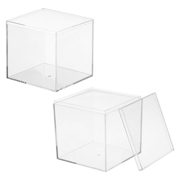 Uxcell Acrylic Box with Lid, 3.35 x 3.35 x 3.35 in Acrylic Display Case Plastic Square Cube Container Storage Holder(2 Pack, Clear)