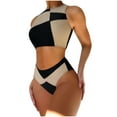 thumbnail image 2 of Babysbule Womens Two Piece Swimsuit Women's Fashion Color Matching Split Swimwear Bikini Print High Waist Beachwear Set, 2 of 9