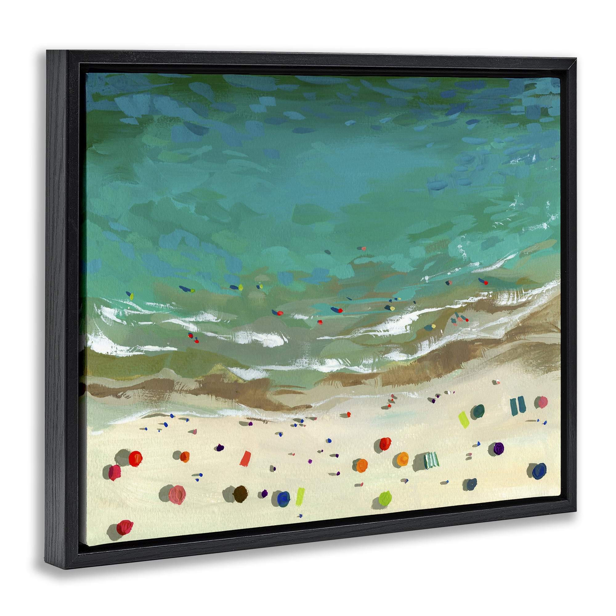 Stupell Industries Aerial Turquoise Shoreline Black Framed Floater Canvas Wall Art, design by Brook Page