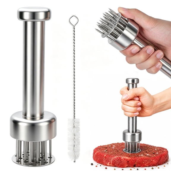 Godance Meat Tenderizer Tool, 304 Stainless Steel Meat Tenderizer Tool with 21 Sharp Needles & Retractable Safety Guard, Meat Tenderizer for Tenderizing Beef, Turkey, Chicken, Steak, Dishwasher Safe