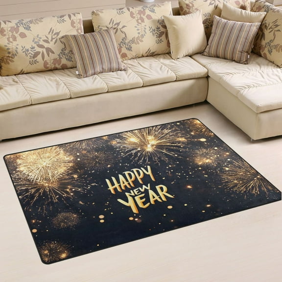 Ryvnso Happy New Year Area Floor Mat Non-Slip Carpet Soft Rugs Doormats 31" x 20"