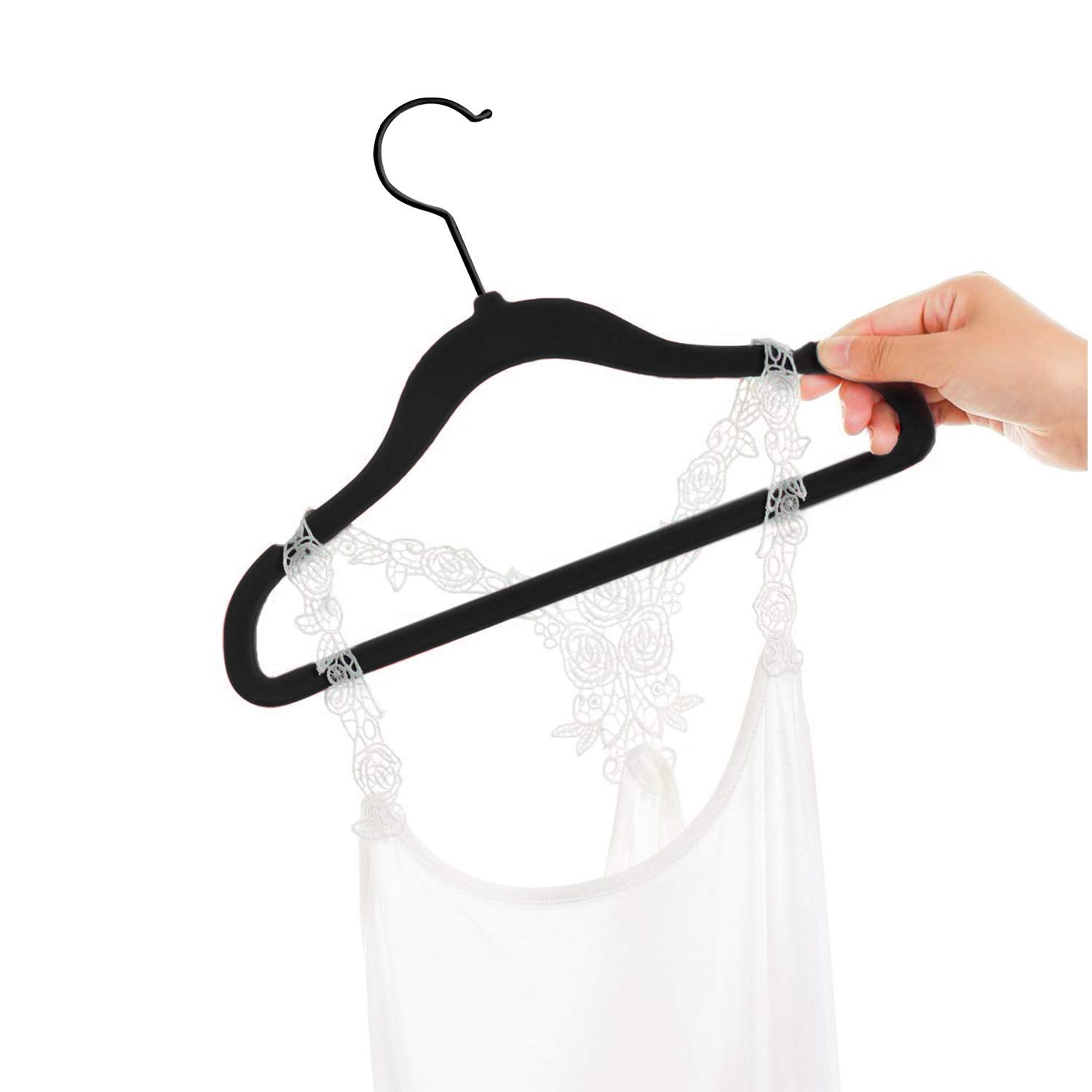 Hangers Non-slip & 11.8 Inch For Clothes Pack Of 50(black/black)