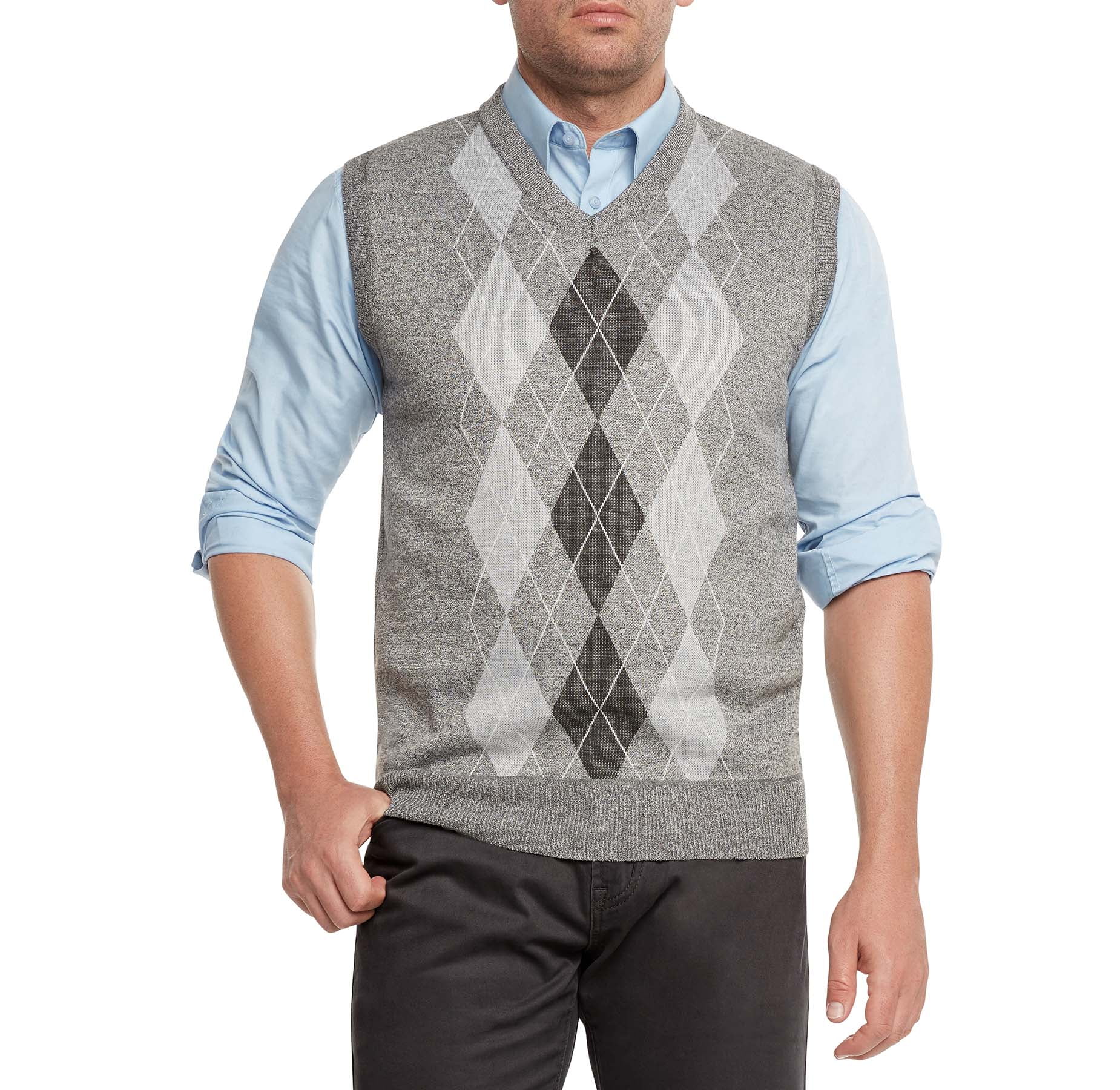 True Rock Men's Argyle V-Neck Sweater 