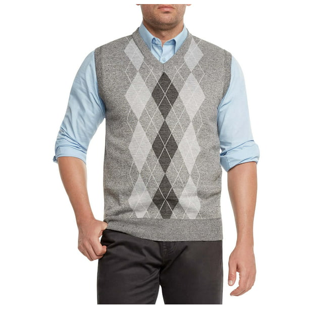 True Rock Men's Argyle V-Neck Sweater Vest (Heather Gray/Blk, XX-Large ...