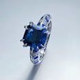thumbnail image 2 of 3 Carat Radiant Cut Engagement Ring Dainty Blue Statement Cocktail Rings for Women Vintage S925 Sterling Silver Anniversary Ring Ladies Fine Jewelry, 2 of 7