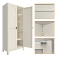 thumbnail image 4 of 71" Metal Storage Cabinet with Doors and Adjustable Shelves for Kitchen,Bedroom,Living Room,Beige, 4 of 7