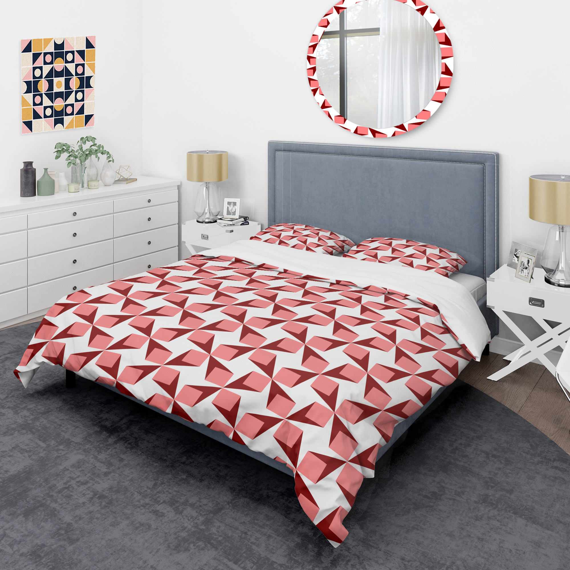 Designart 'Retro Geometrical Abstract Minimal Pattern XIII' Mid-Century Modern Duvet Cover Set