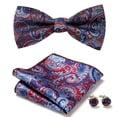 thumbnail image 2 of Papapt Mens Solid Color Double Fold Pre-tied Bow Tie and Pocket Square Cufflink Set, 2 of 2