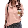 thumbnail image 2 of Oversized Women’s Button Neck Long Sleeve Sweatshirt Pullover, Soft Casual Loose Fit Solid Color Hoodie Style Tops for Daily Life, Office and Travel Complexion, 2 of 5