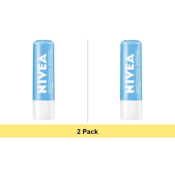 NIVEA Smoothness Lip Care SPF 15 Lip Balm Stick 0.17 oz - 2 Pack