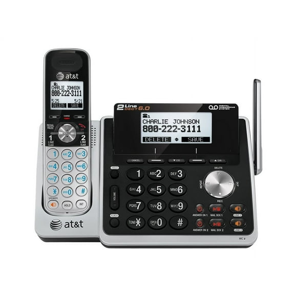 AT & T TL88102 - Téléphone Sans Fil - Système de Réponse avec Appel Id / Appel en Attente - DECT 6.0 - 2-line Opération