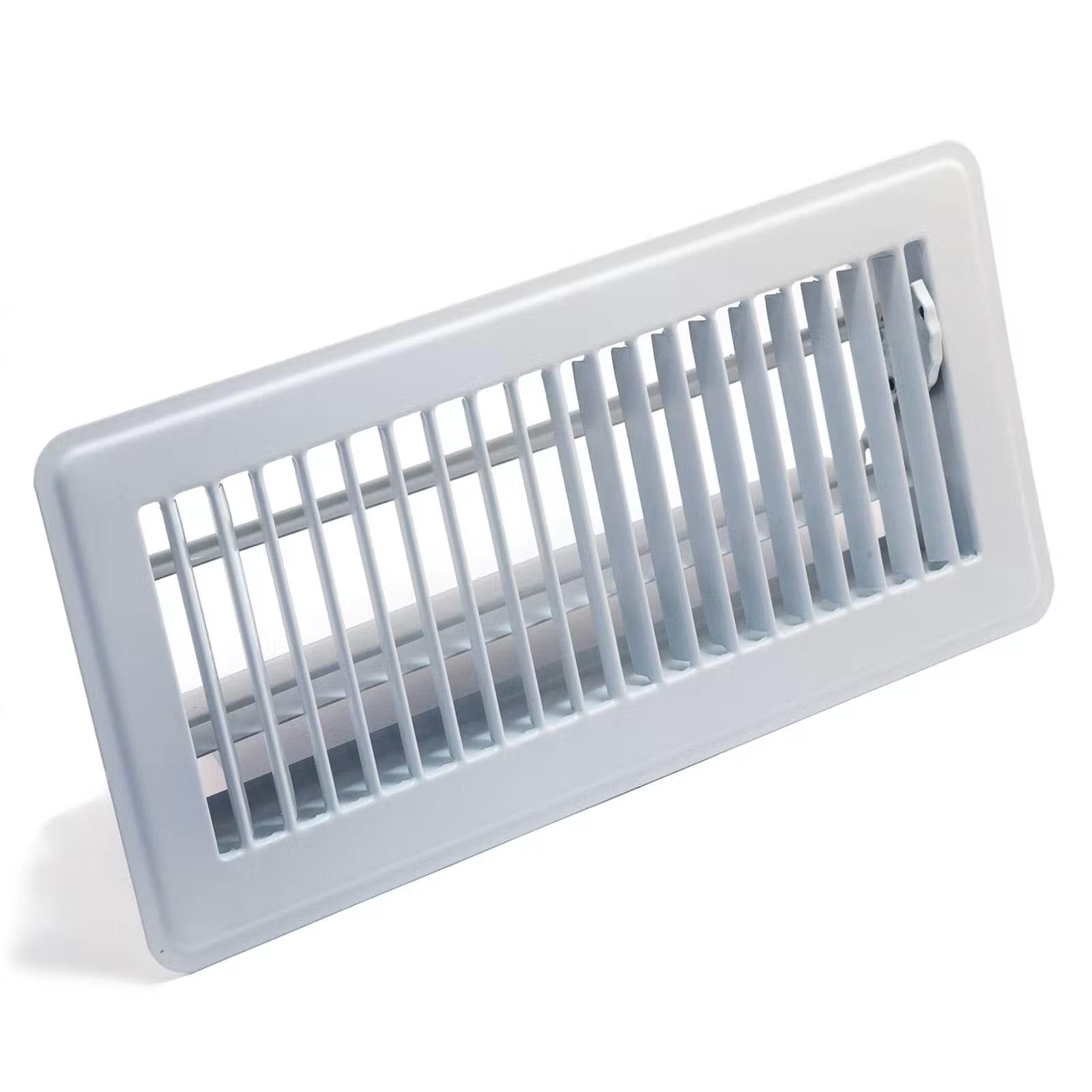 2in x 14in Basic White Metal Heating and Cooling Floor Louvered Register (2 PACK) - Overall Dimensions 3 3/4in x 15 1/2in