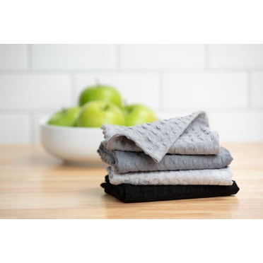 PY HOME & SPORTS Kitchen Towels Set Of 4, 100% Cotton 14x14 Waffle Weave Dish Towels, Super Absorbent Kitchen Hand Dish Cloths For
