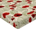 thumbnail image 2 of Poppy Flower Fitted Sheet, Sketchy Tree Leaves Rural Floral Growth Botany Nature Inspired, Decorative Soft Bedding All-round Elastic Pocket, Twin Size, Scarlet Fern Green Beige, by Ambesonne, 2 of 3