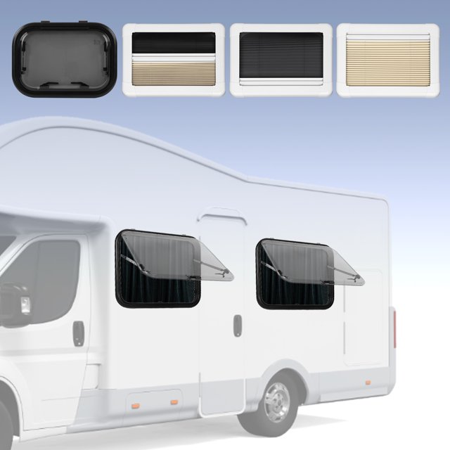 RV Window, Privacy Protection Motorhome Window Stable Support Proof Acrylic Glass 75 Opening Angle with Screen Sunshade for Caravan