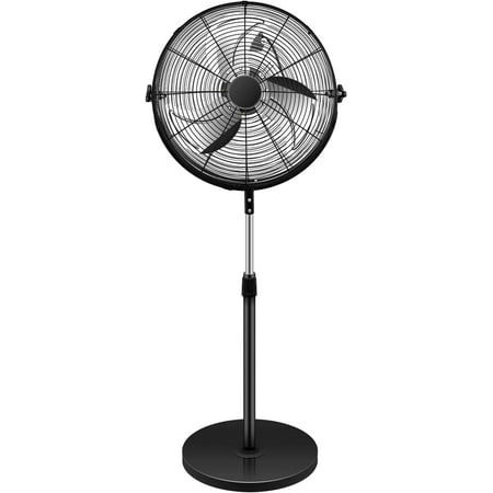 

18 Inch Pedestal Standing Fan High Velocity Heavy Duty Metal For Industrial Commercial Residential Greenhouse Use Black