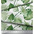 thumbnail image 3 of Soimoi Green Japan Crepe Satin Fabric Monstera Leaf & Floral Print Fabric by the Yard 42 Inch Wide, 3 of 3