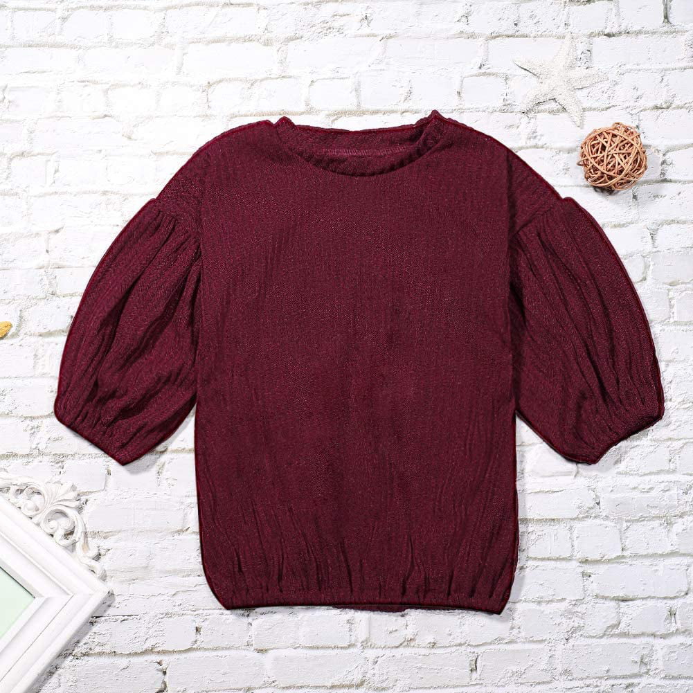 Toddle Baby Girl Clothes Lantern Balloon Sleeve Loose Pullover Sweater Knit Tops Outfits