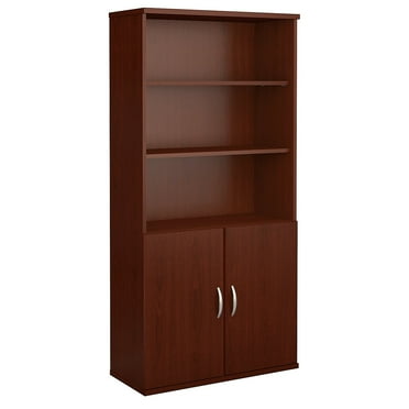 Series C 36W 5 Shelf Bookcase with Doors in Mahogany - Engineered Wood