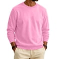 thumbnail image 2 of Domuza Mens Warm Fleece Crewneck, Long Sleeve Pullover Sweatshirt, Relaxed Fit Top for Everyday Wear - Pink XL, 2 of 6