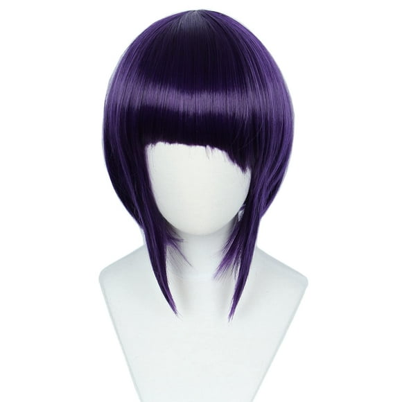Anime Cosplay Wig Short Halloween Costume Hero Wig (purple+black)